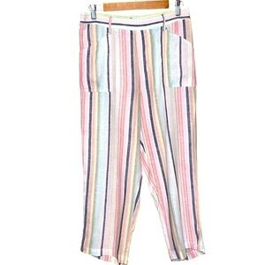NA XXXX ???? Linen Blend Porcelain Rose & Multicolor Striped Pants